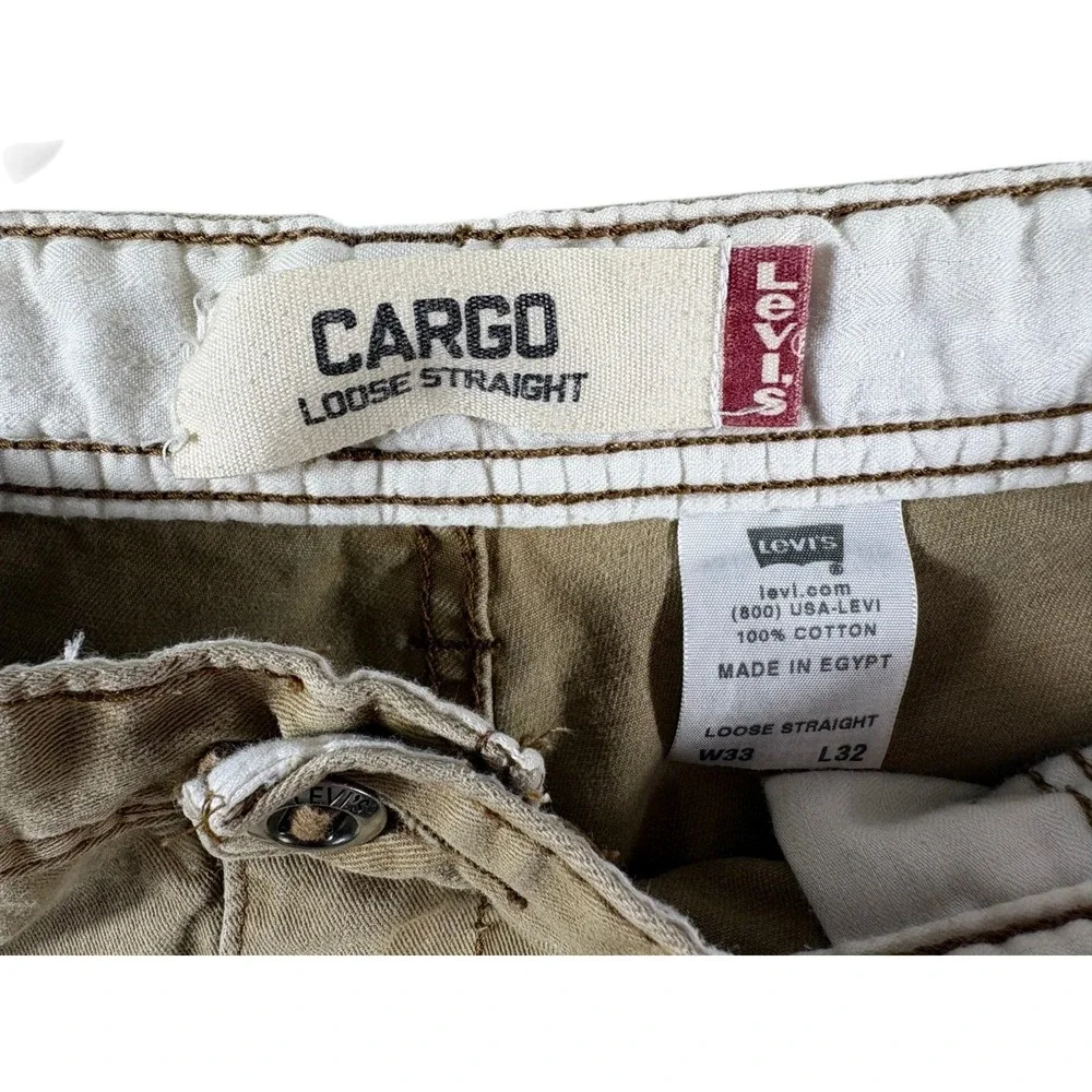 Vintage Levi's Authentic Loose Straight Cargo Pants Mens 33x32 Brown Flap Pocket